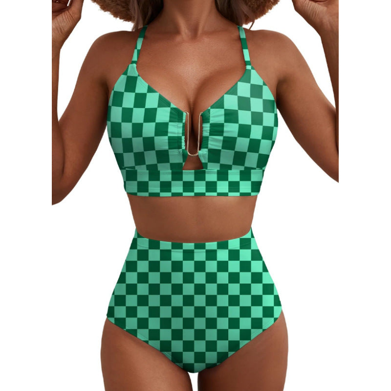 Floral Print High-Waist U-Wire Bikini Set