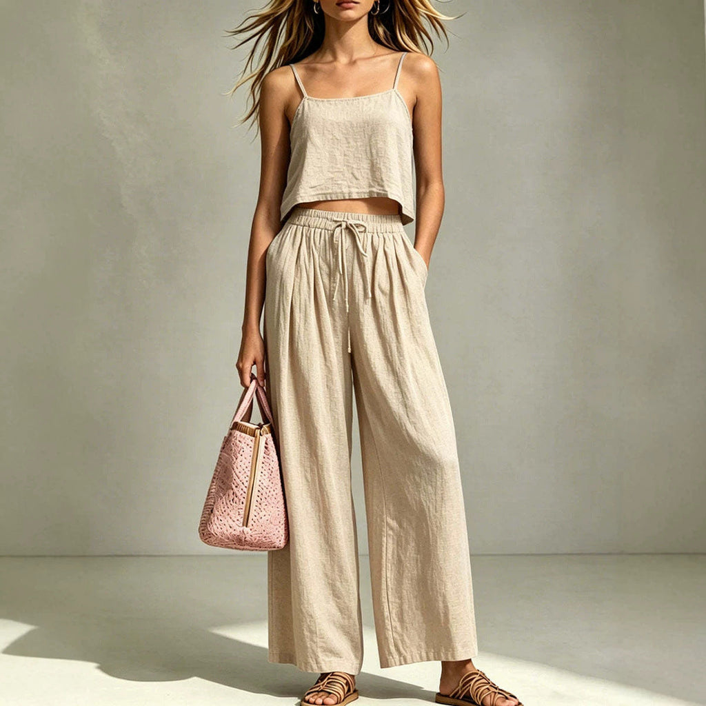Camisole & Wide-Leg Pants Two-Piece Set – Casual Summer