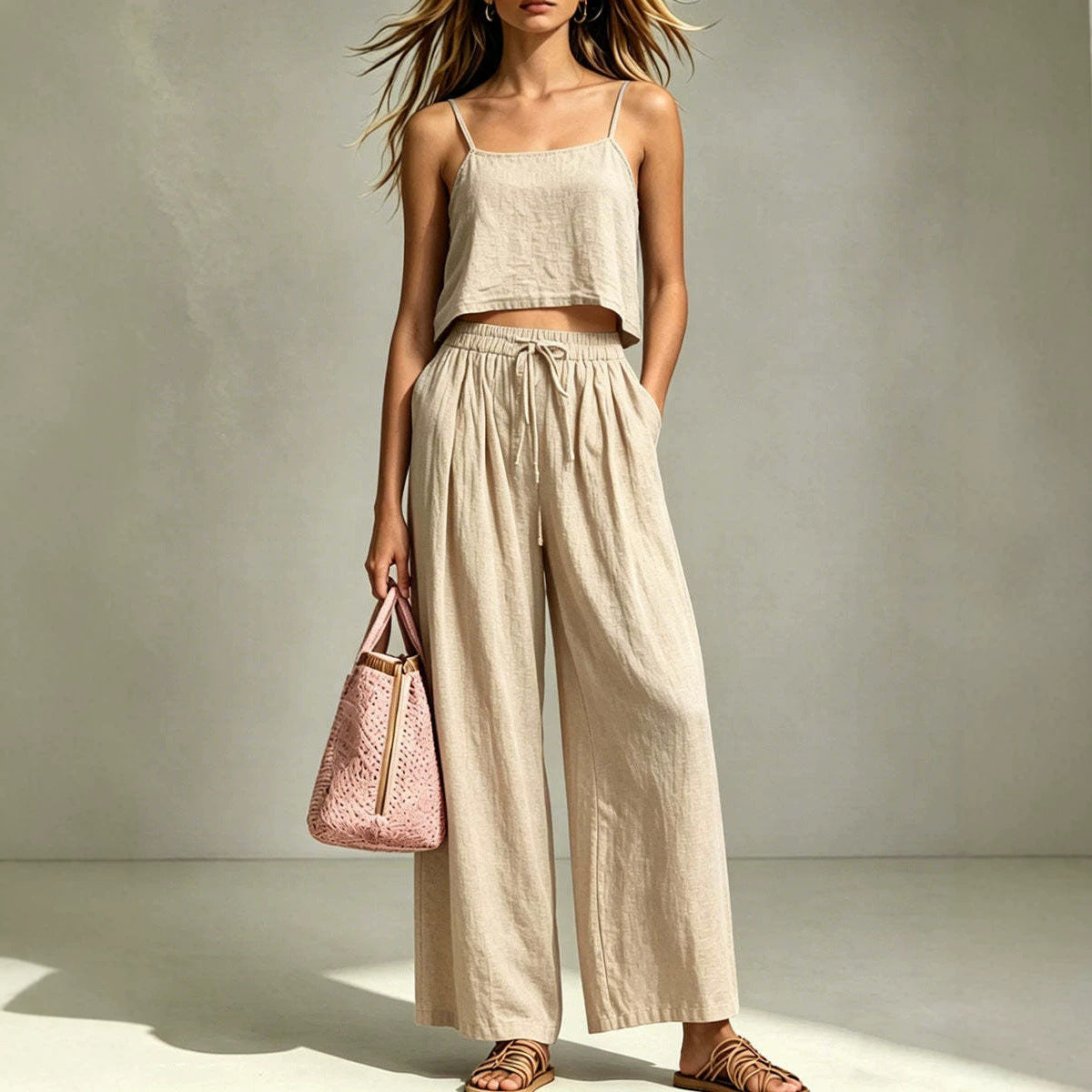 Camisole & Wide-Leg Pants Two-Piece Set – Casual Summer