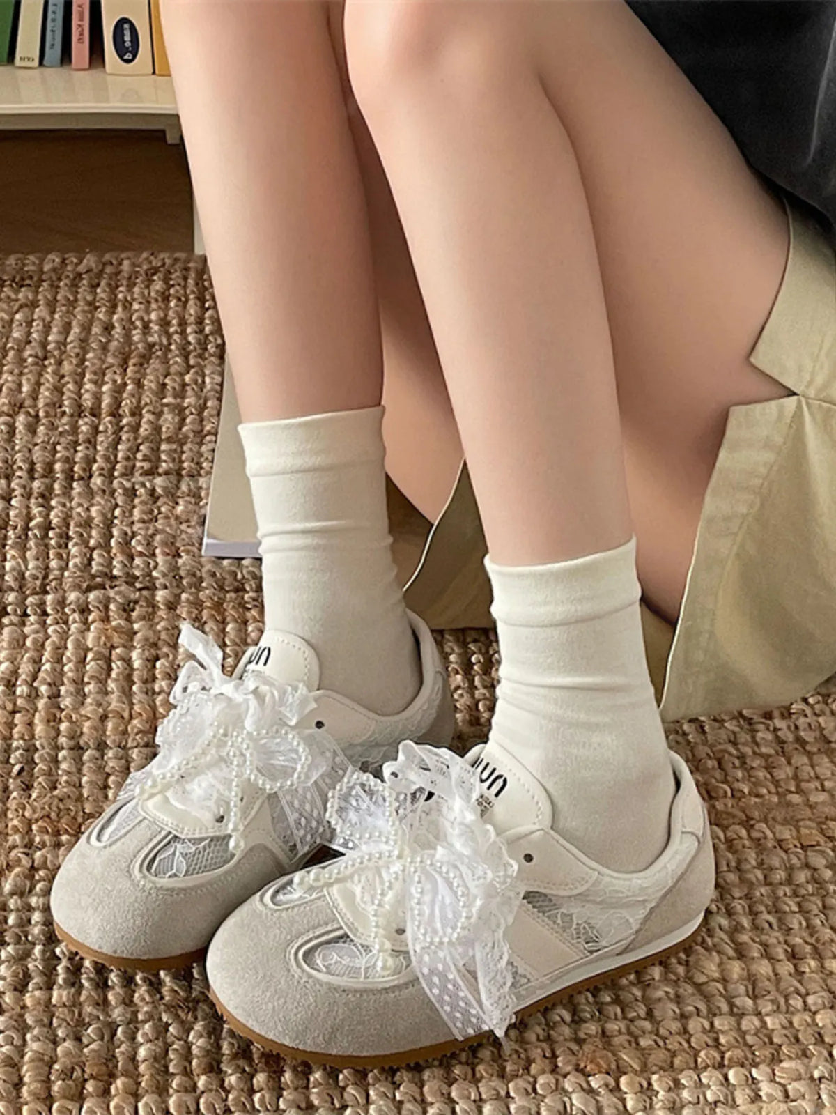 Vintage Lace Ribbon Sneakers
