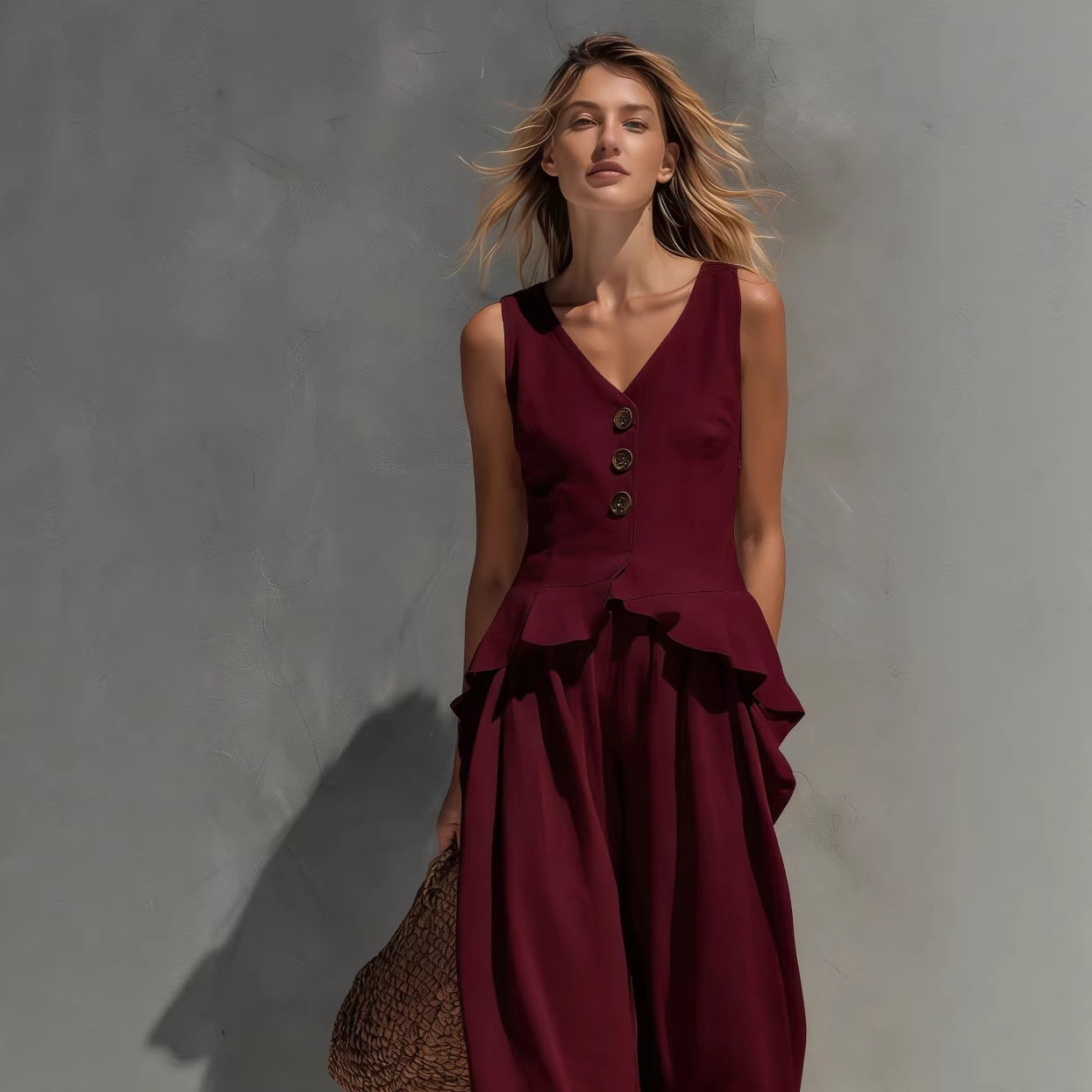 Sleeveless Top & Wide-Leg Pants Two-Piece Set