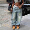 American-style Distressed Washed-out Denim Jeans