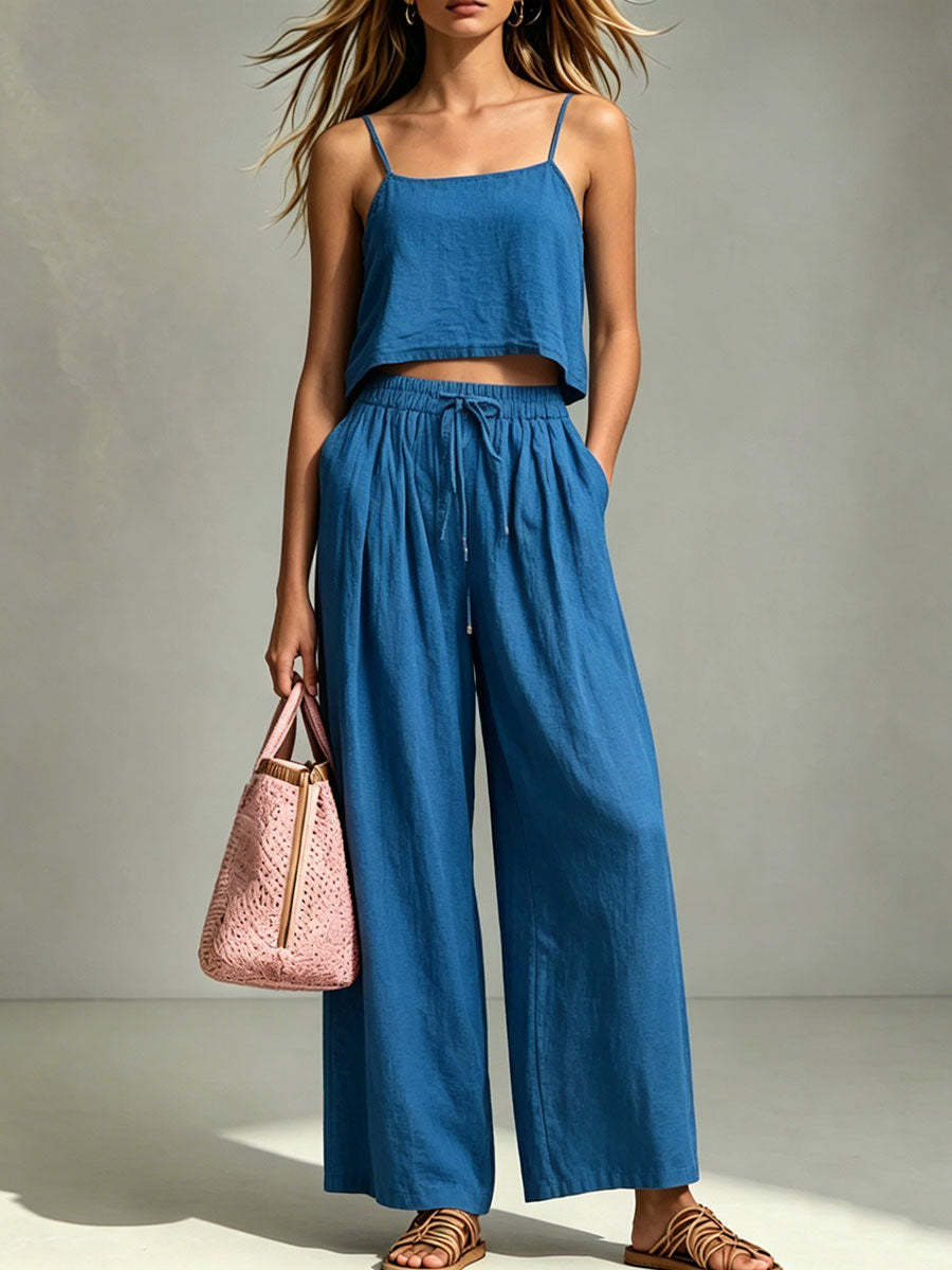 Camisole & Wide-Leg Pants Two-Piece Set – Casual Summer