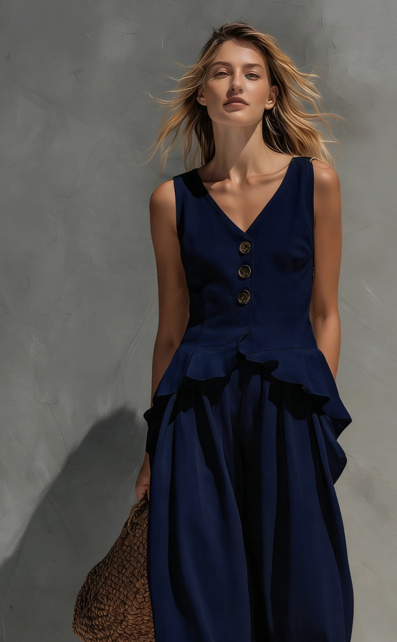 Sleeveless Top & Wide-Leg Pants Two-Piece Set