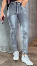 Gold And Silver Stamping Skinny Jeans
