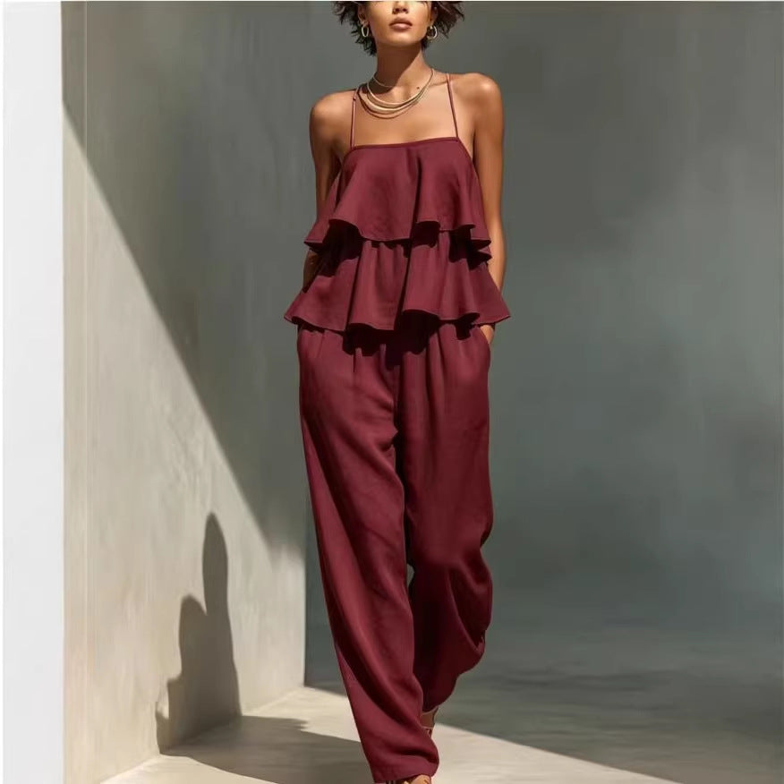 Sleeveless Camisole Top & Casual Pants Set