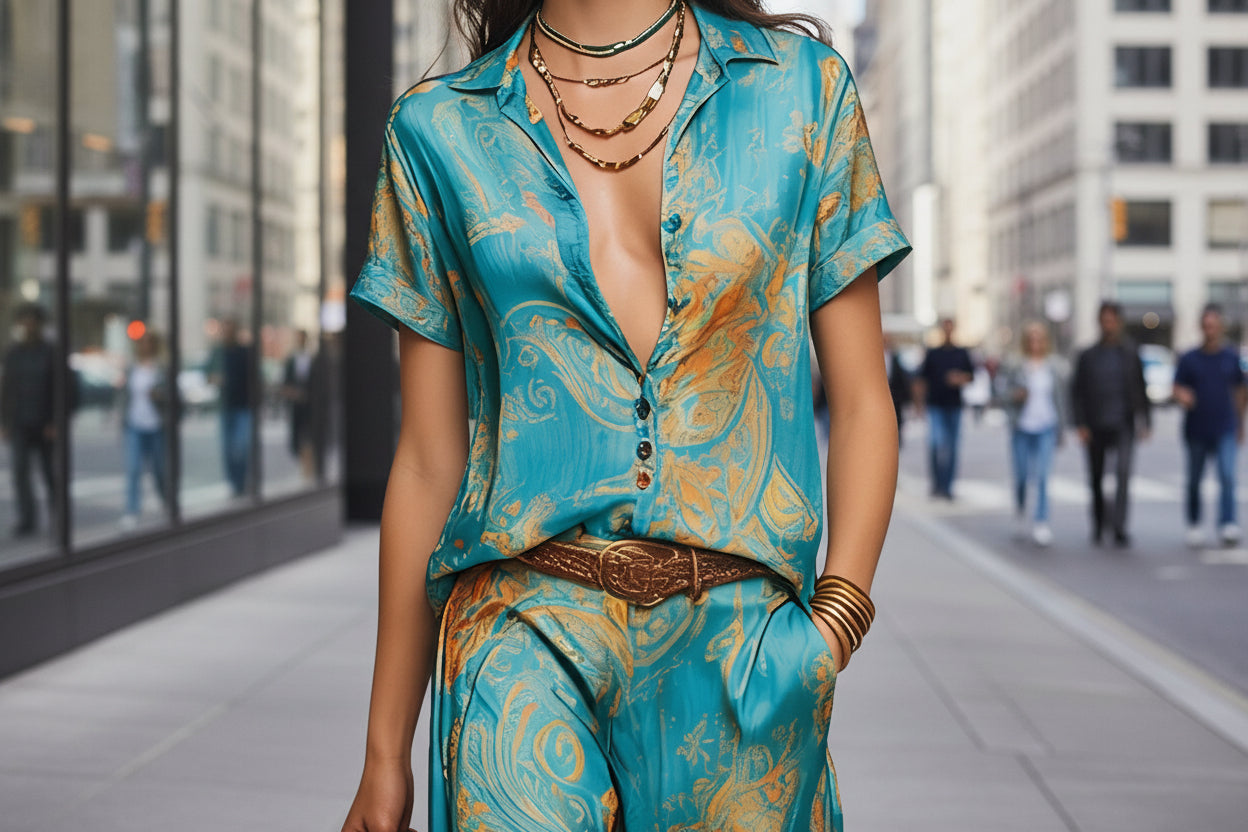 Women's Bohemian Printed Resort Two-Piece Set
