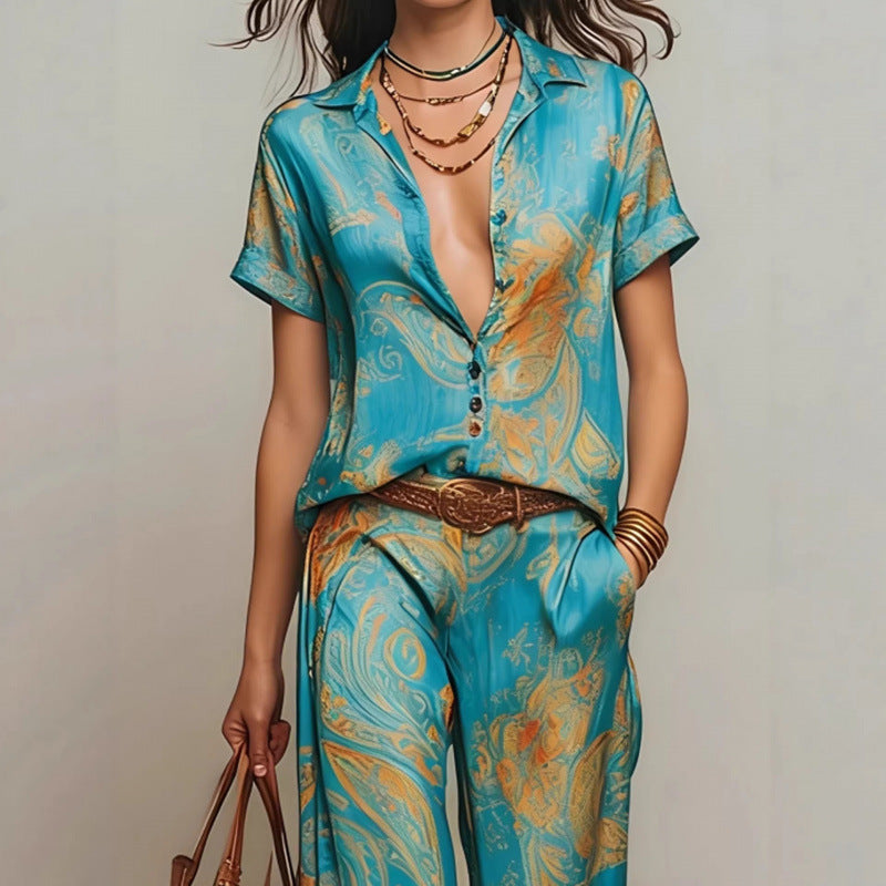 Women's Bohemian Printed Resort Two-Piece Set