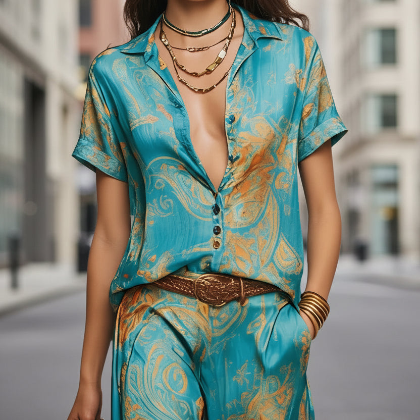 Women's Bohemian Printed Resort Two-Piece Set