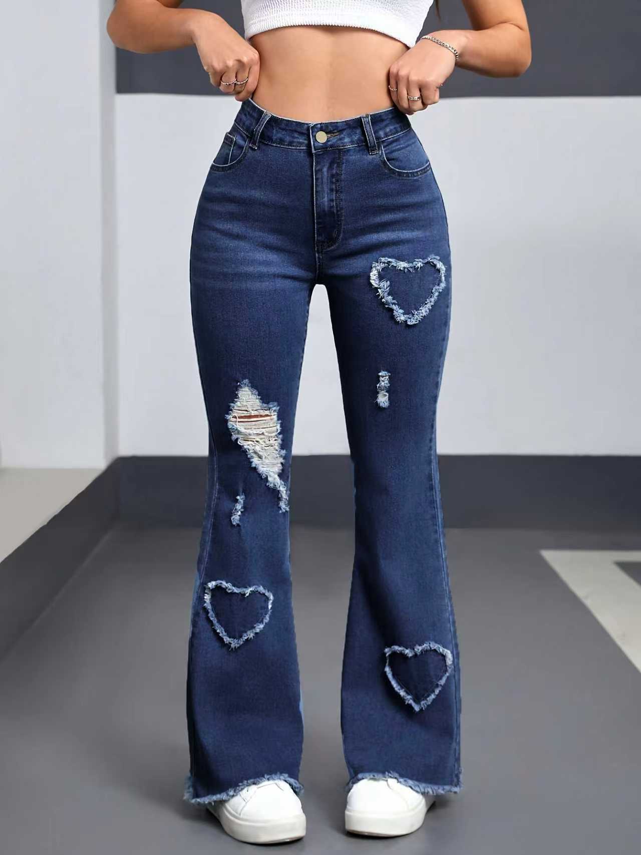High-Waist Embroidered Flare Jeans