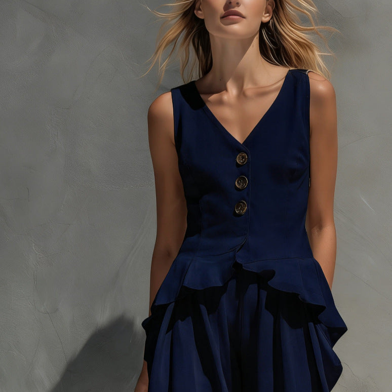 Sleeveless Top & Wide-Leg Pants Two-Piece Set