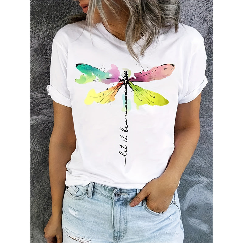 Dragonfly Print Short-Sleeve T-Shirt