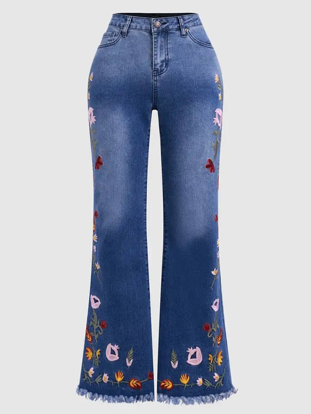 Embroidered Flared Jeans For Women
