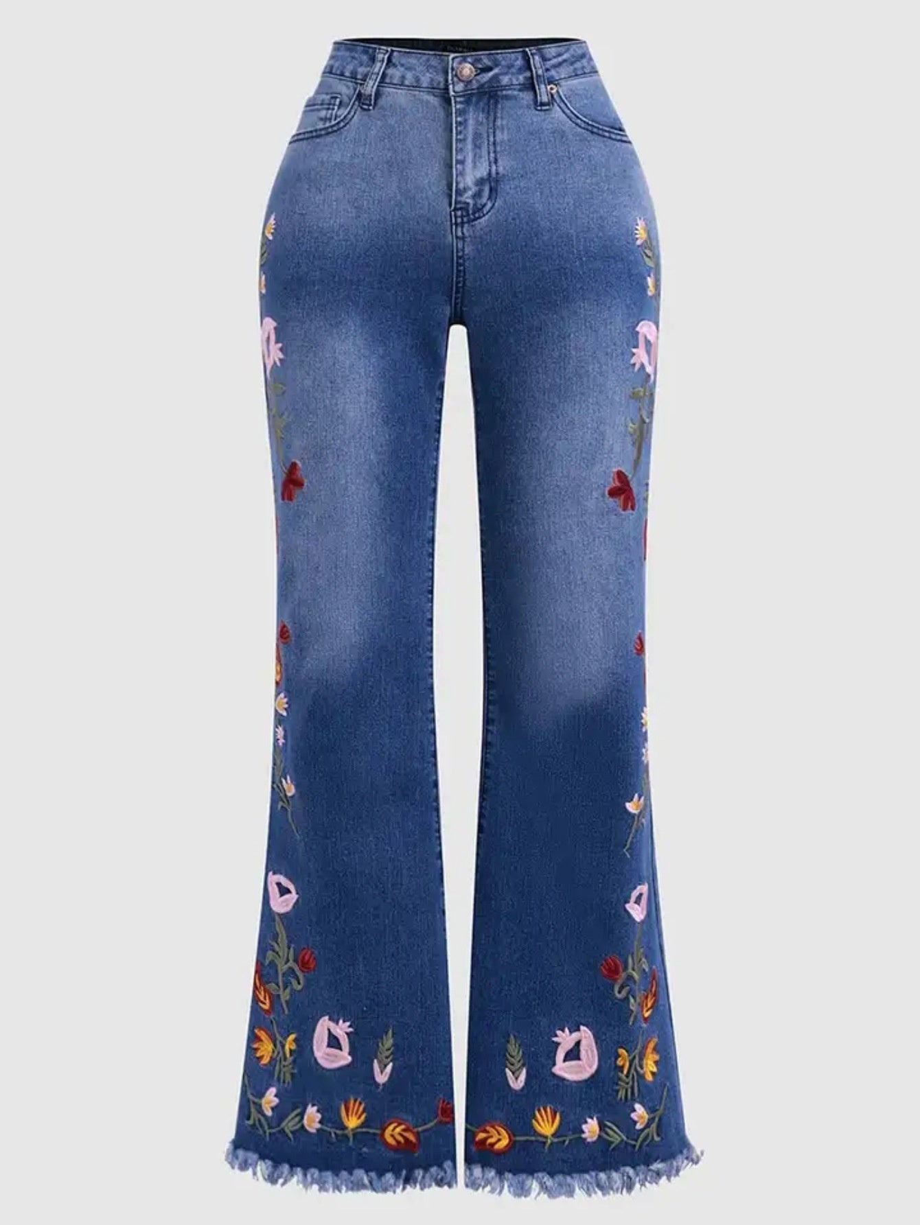 Embroidered Flared Jeans For Women