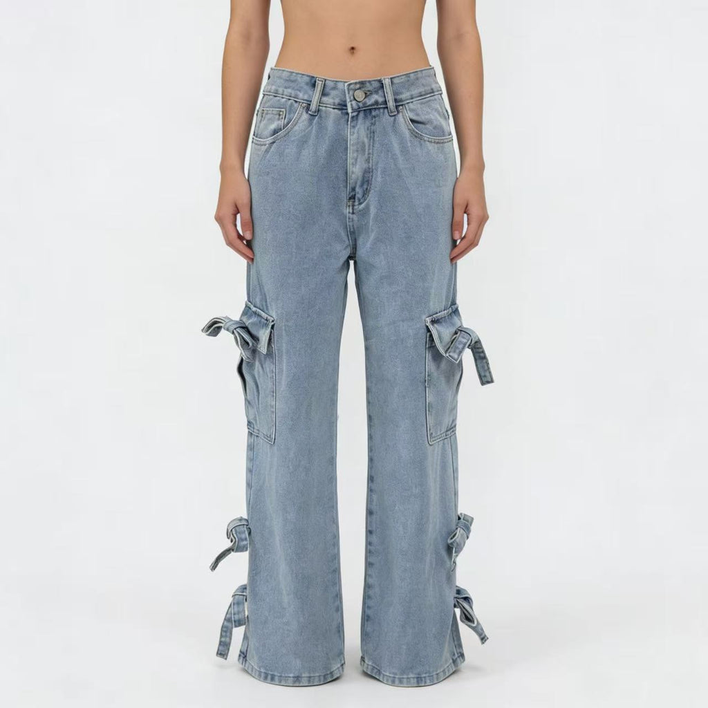Light Blue Mid-Rise Straight Leg Jeans