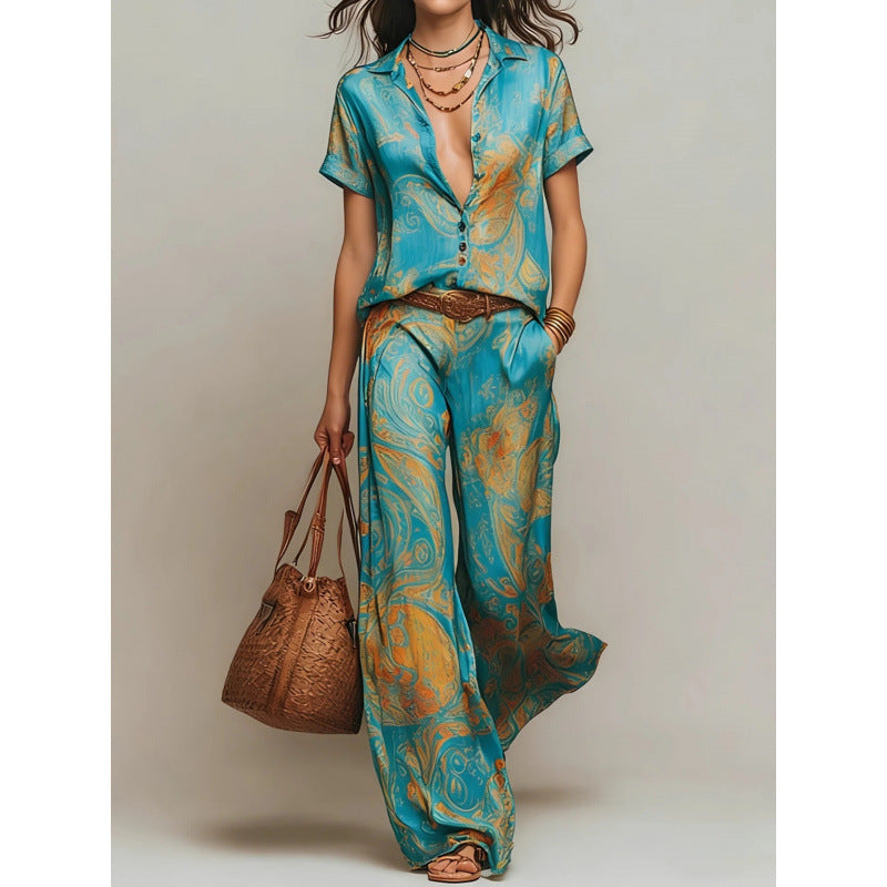 Women's Bohemian Printed Resort Two-Piece Set