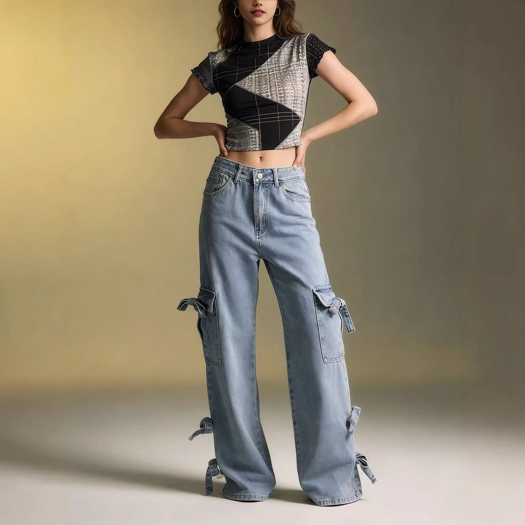 Light Blue Mid-Rise Straight Leg Jeans