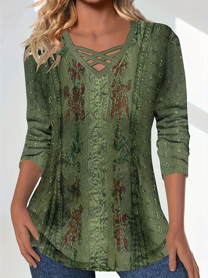Lace Heart Print T-Shirt – Summer Short Sleeve Casual Top