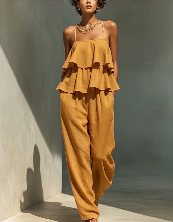 Sleeveless Camisole Top & Casual Pants Set