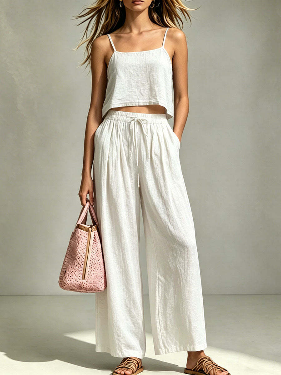 Camisole & Wide-Leg Pants Two-Piece Set – Casual Summer