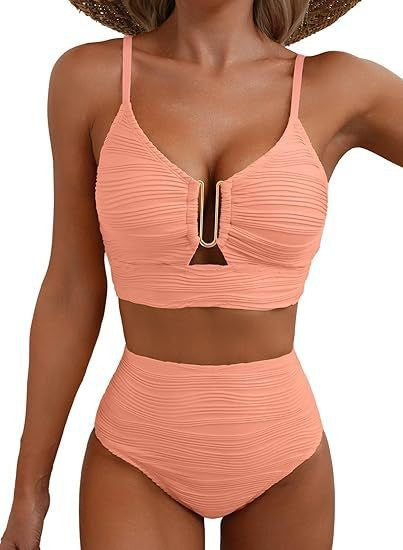 Solid Color Gathering Swimsuit
