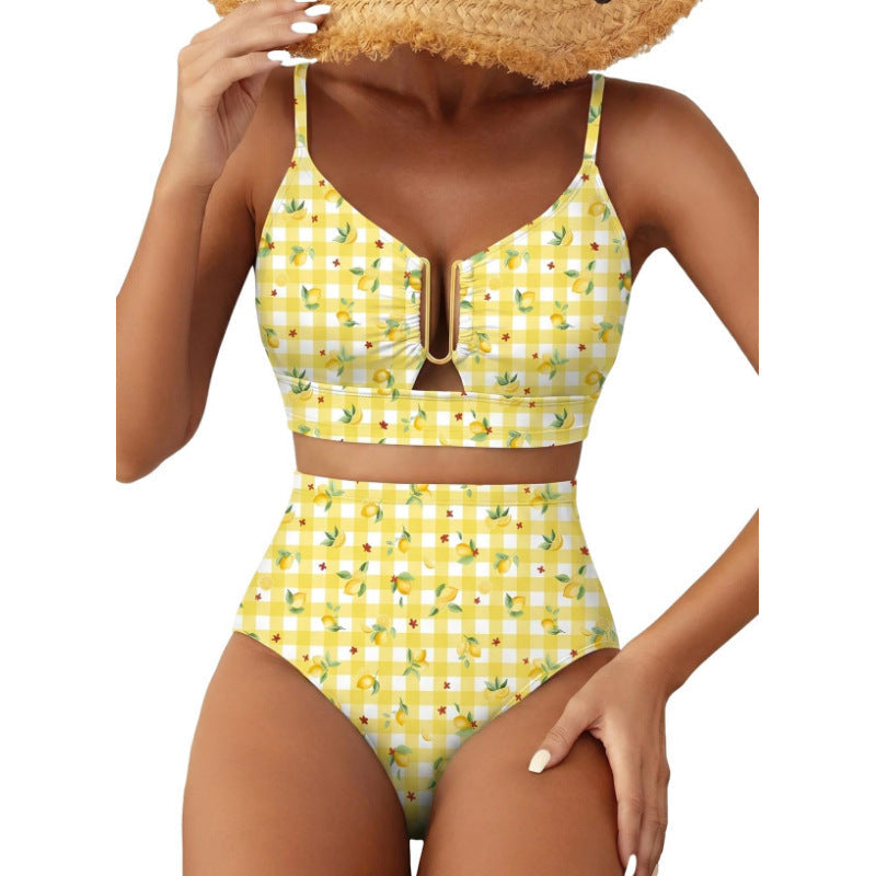 Floral Print High-Waist U-Wire Bikini Set