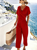 Wrap Around Short-Sleeve Two-Piece Set