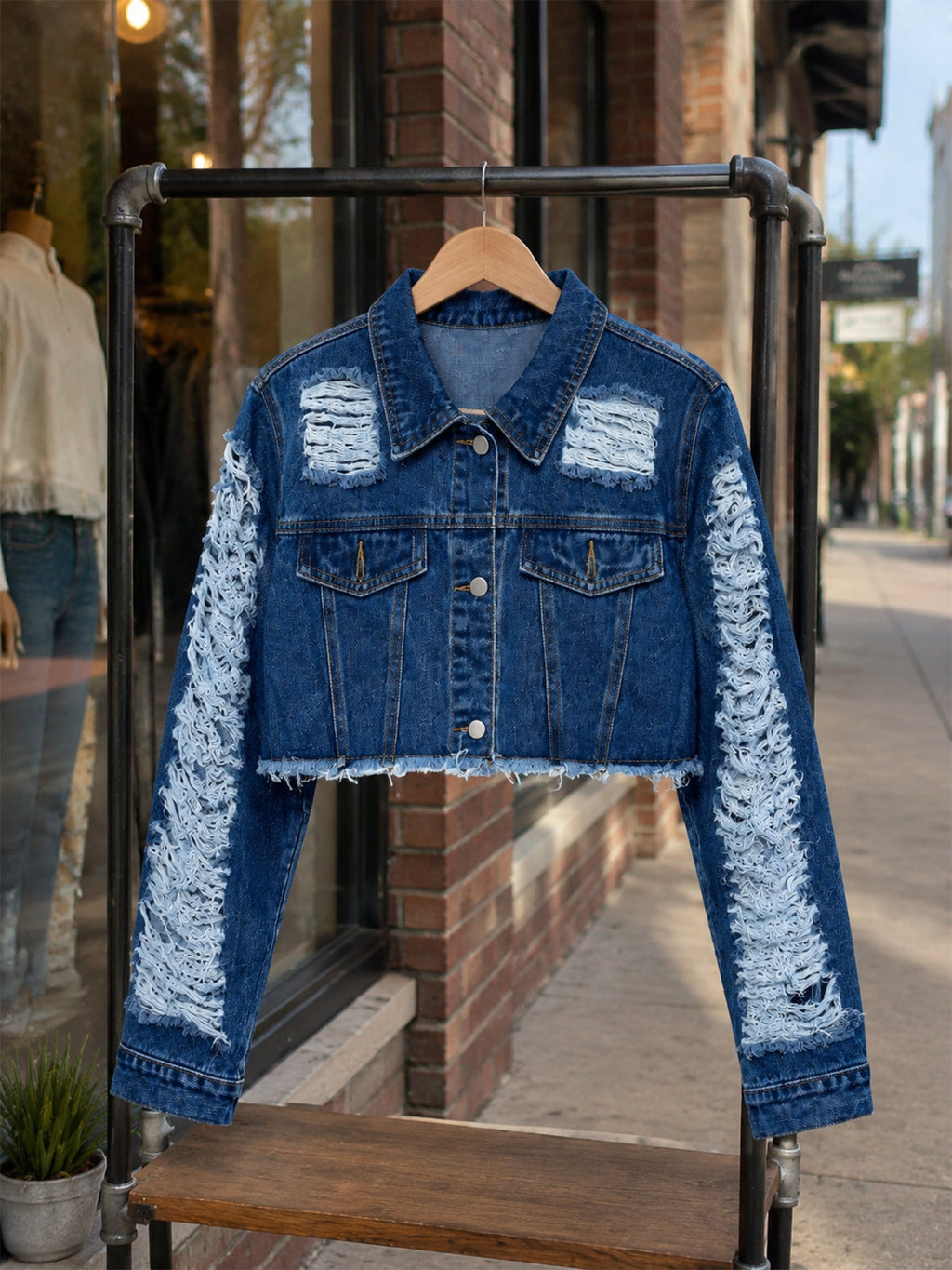 Vintage Distressed Denim Washed Jacket