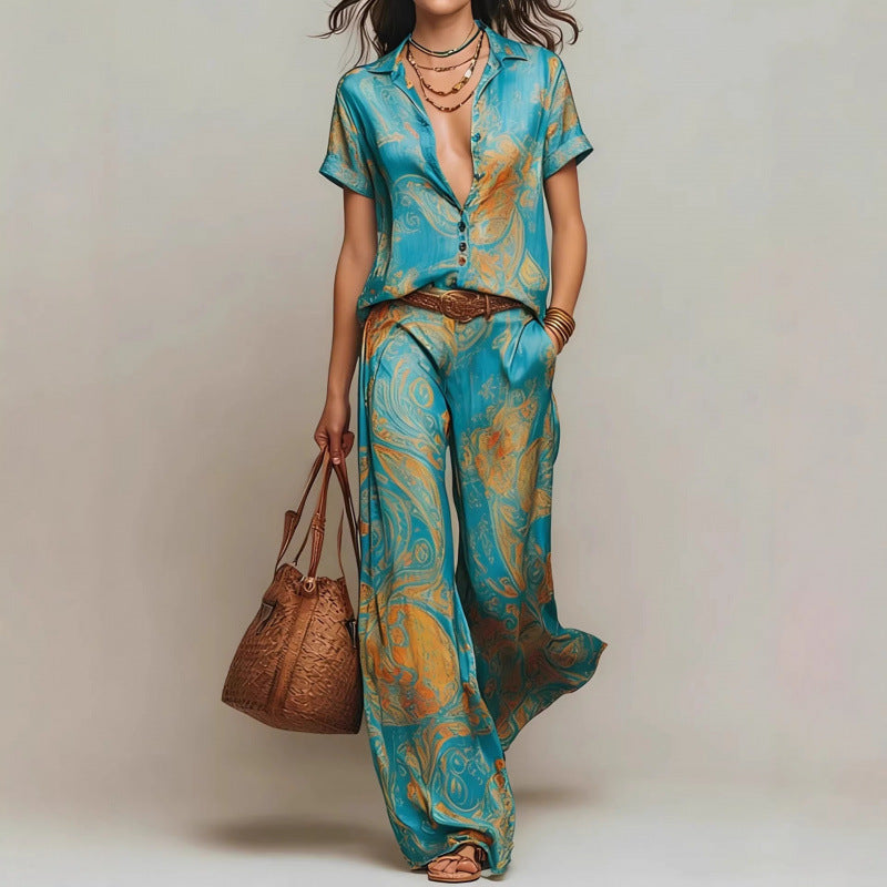 Women's Bohemian Printed Resort Two-Piece Set