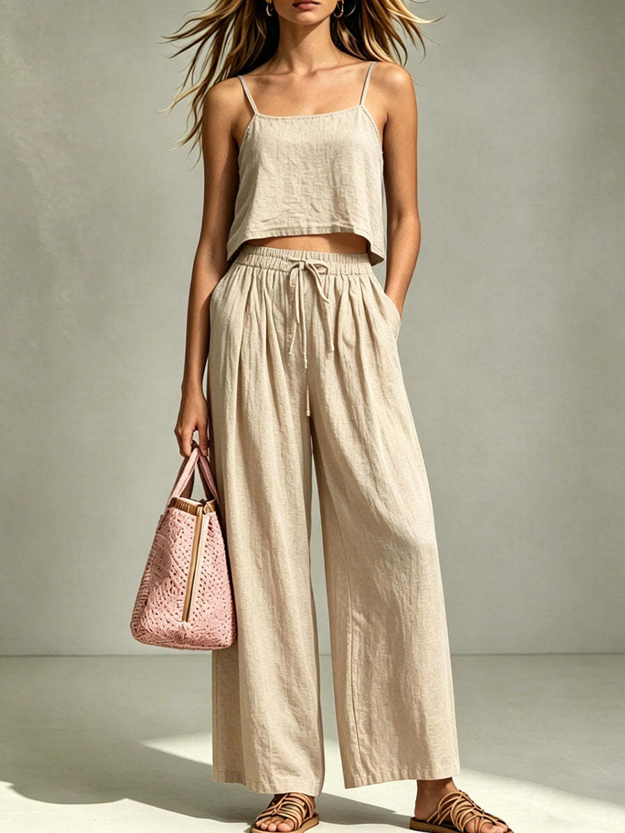 Camisole & Wide-Leg Pants Two-Piece Set – Casual Summer