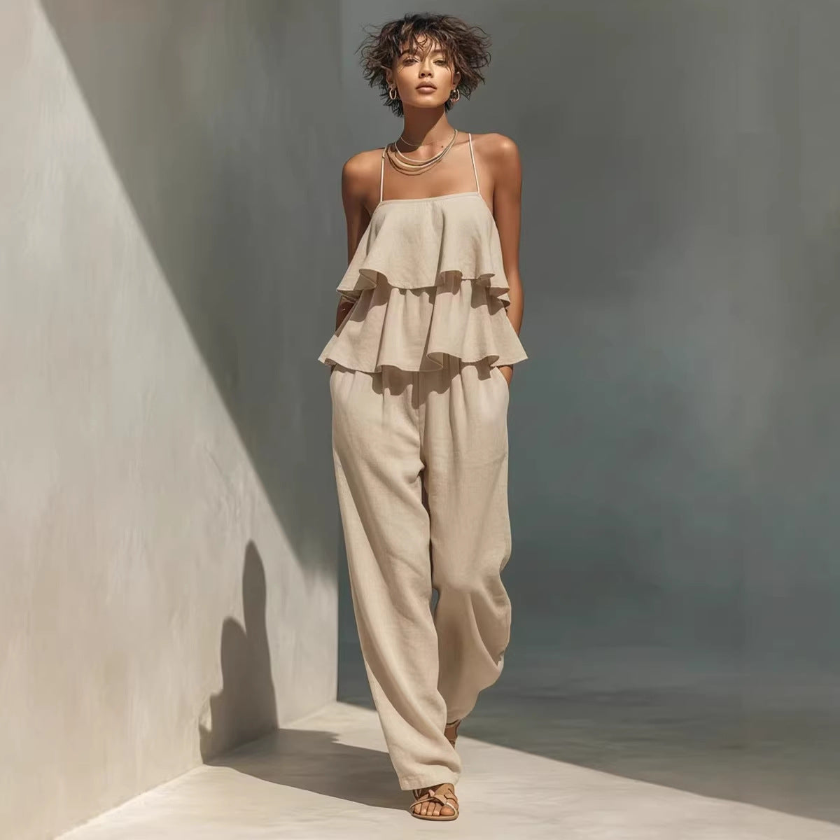 Sleeveless Camisole Top & Casual Pants Set