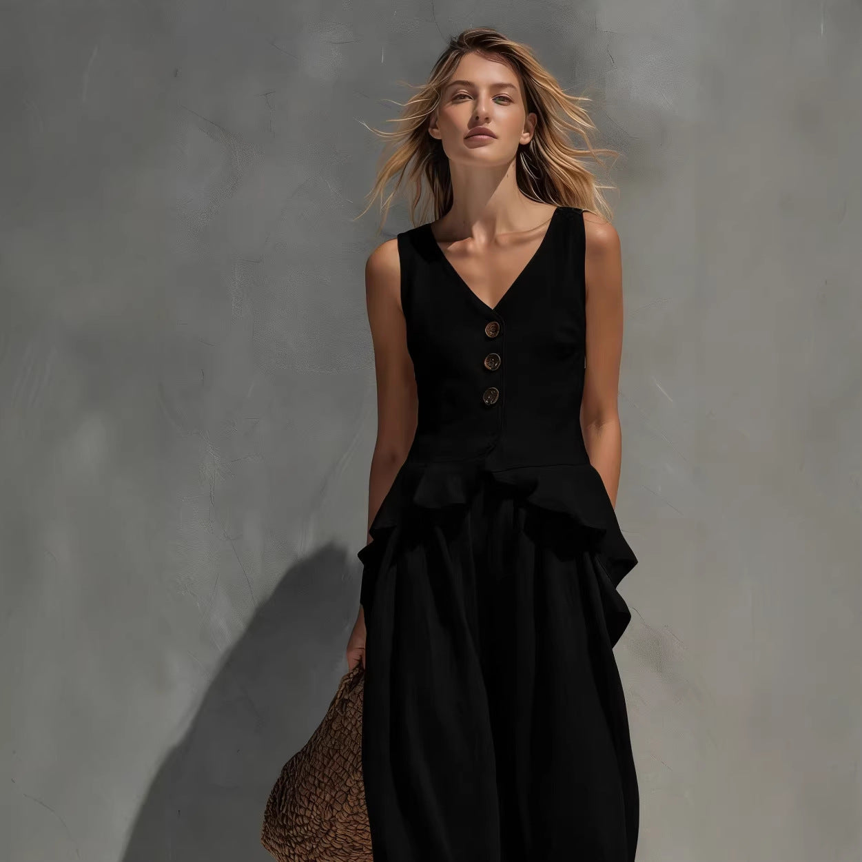 Sleeveless Top & Wide-Leg Pants Two-Piece Set