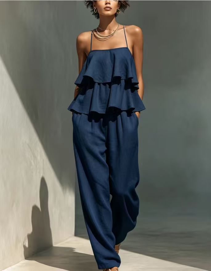 Sleeveless Camisole Top & Casual Pants Set