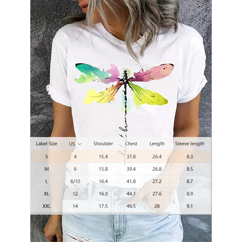 Dragonfly Print Short-Sleeve T-Shirt