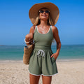 Minimalist Sports One-Piece Swimsuit – Solid Color Sleeveless
