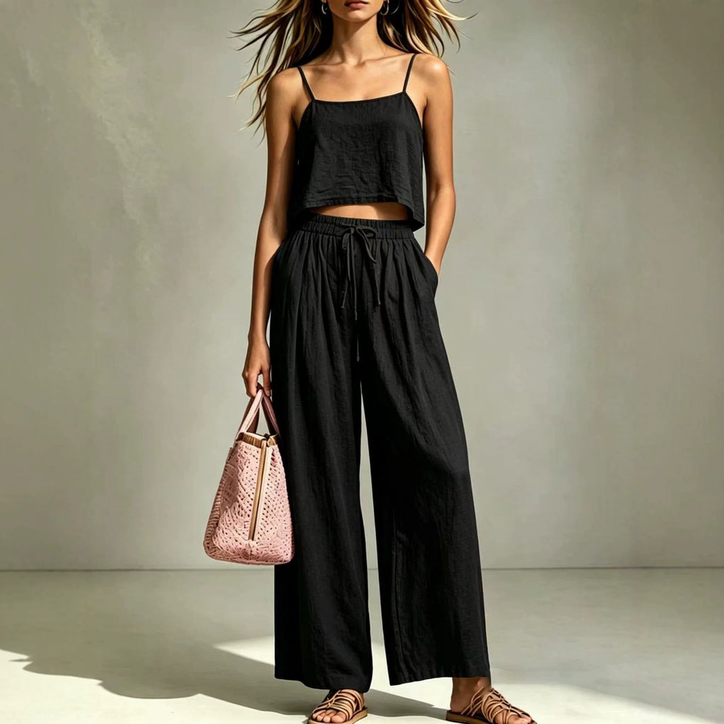 Camisole & Wide-Leg Pants Two-Piece Set – Casual Summer