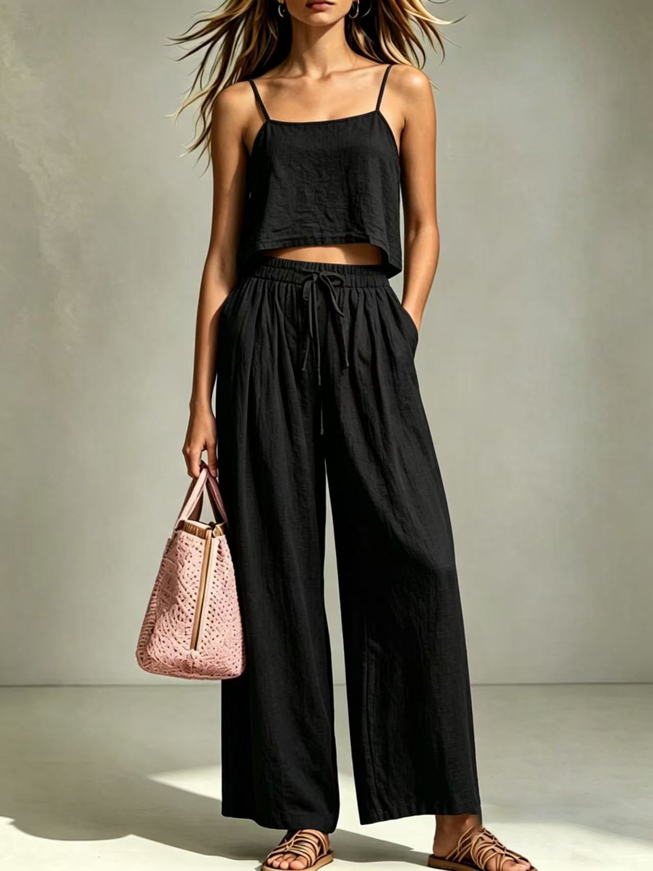 Camisole & Wide-Leg Pants Two-Piece Set – Casual Summer
