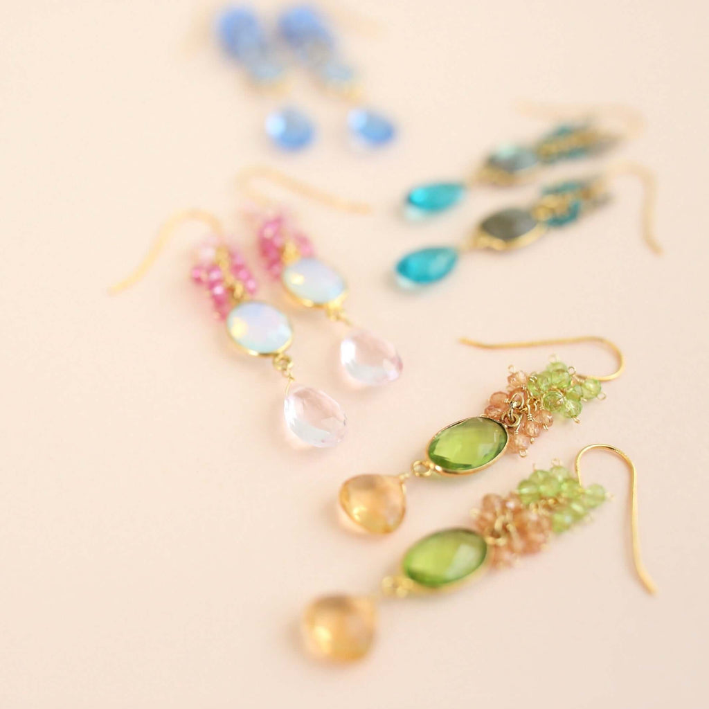 Labradorite Bezel Cluster Earrings