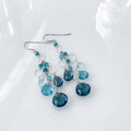 Lolite & Aquamarine Silver Waterfall Earrings