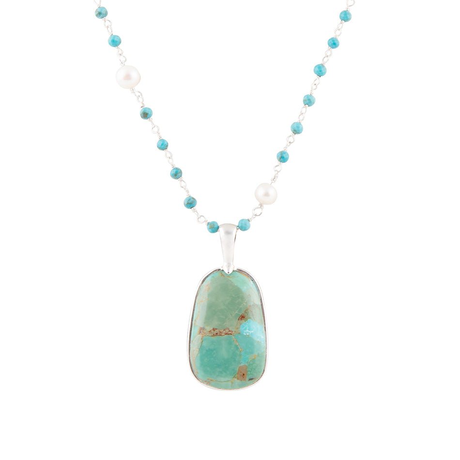 Madeleine Blue Turquoise and Sterling Silver Drop Pendant Necklace
