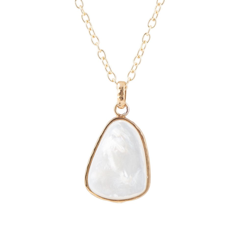 Mother of Pearl Teardrop Golden Pendant Necklace