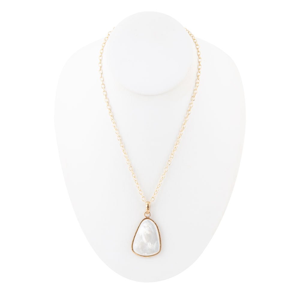 Mother of Pearl Teardrop Golden Pendant Necklace